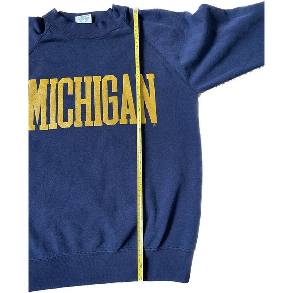 Vintage 90s Michigan Wolverines Spellout Large USA Blue Crewnexk Sweatshirt VTG - Picture 5 of 7